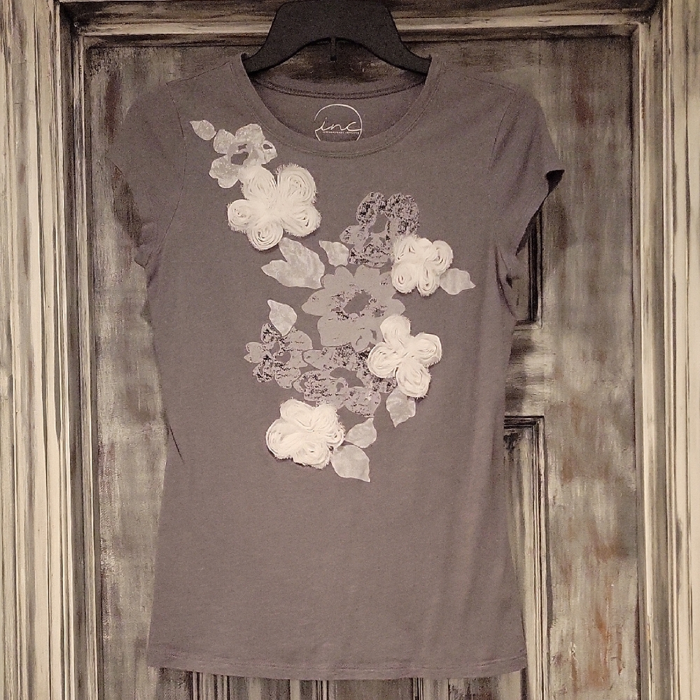 Gray Floral Women's Top